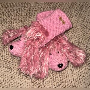 DeLux Pink Dog Wool Blend Knit Mittens